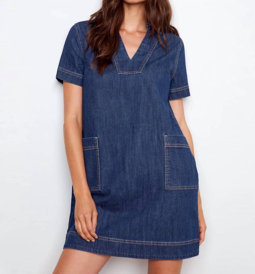 NEW CHARLIE B short sleeve denim dress in blue